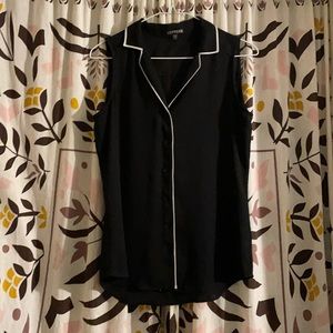 Express XS Sleeveless Black Top with White Accent
